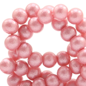 Opaque glass beads 4mm glitter dust vintage pink, 40 pieces